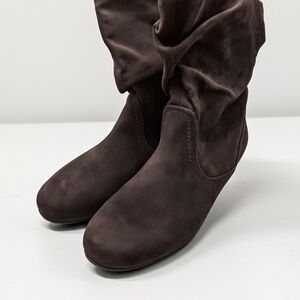 Brown Faux Suede Slouchy Mid-Calf Boots Size 7